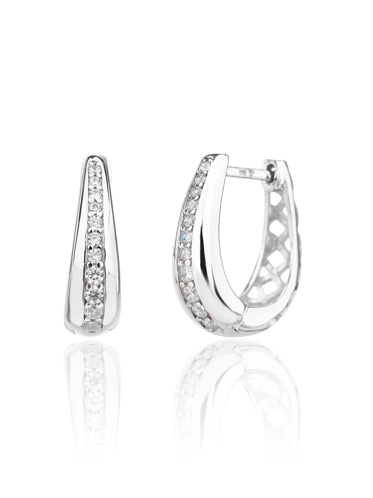Pendientes de aro elegantes con circonitas blancas 1