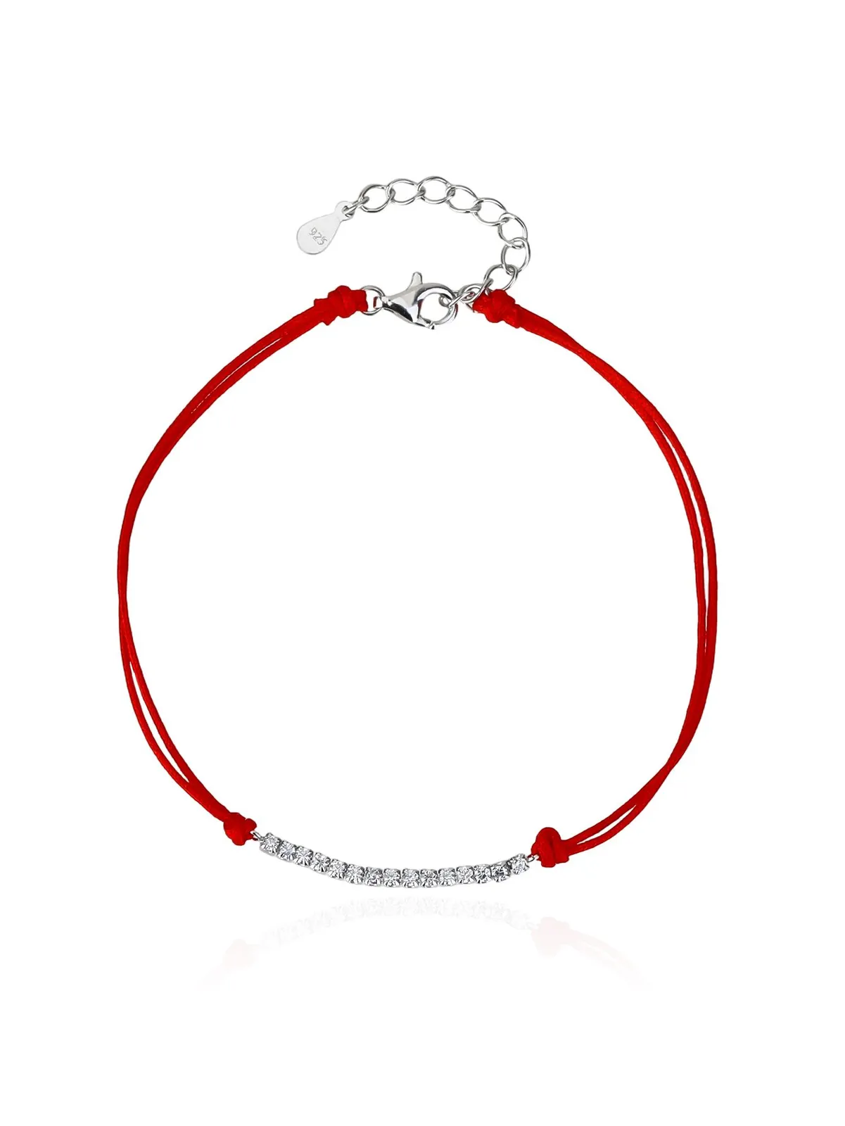 Pulsera protectora de hilo rojo con circonitas, para llevar con reloj, plata de ley 925 con baño de rodio (17 + 4 cm) 1