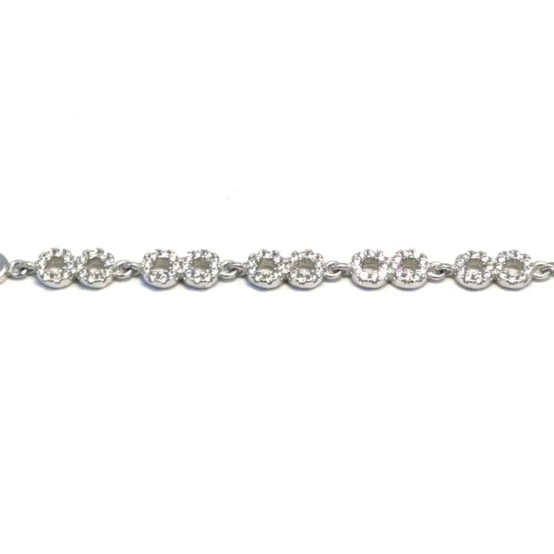 Silver white stone 8 motif bracelet 1