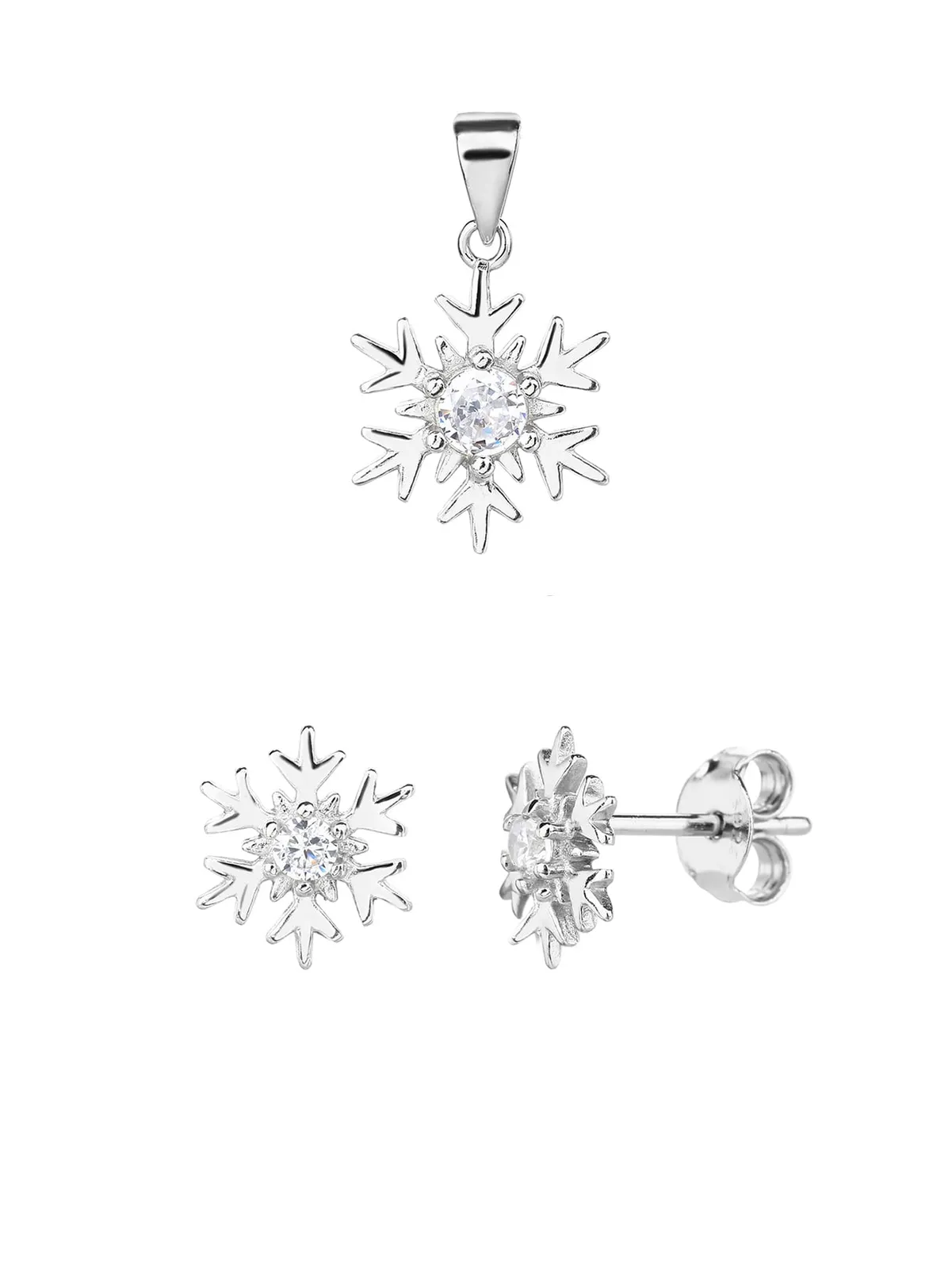 Schneeflocken-Schmuckset - AG 925 Sterling Silber, rhodiniert (ohne Kette) 1