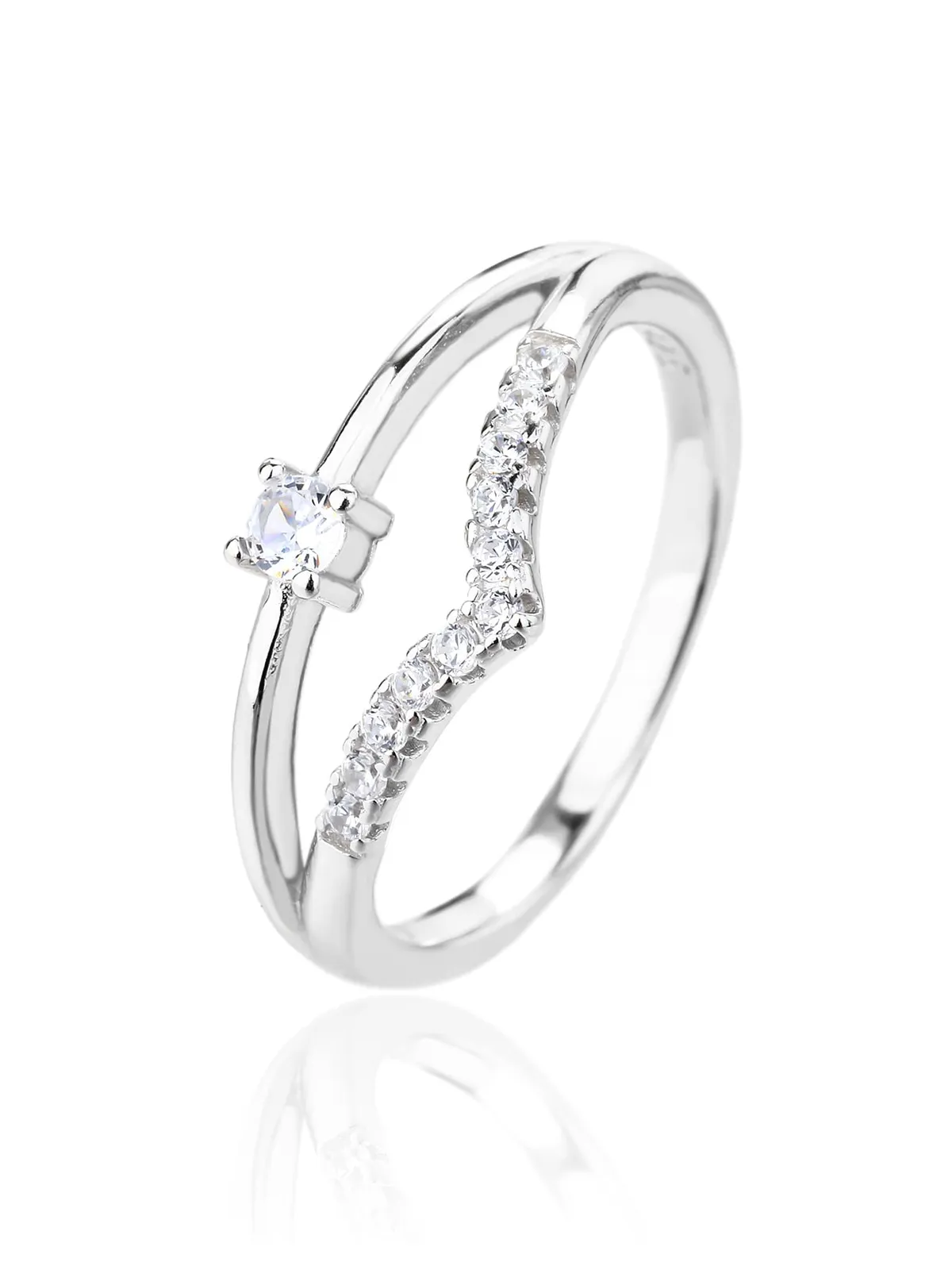 Anillo de compromiso de plata con circonitas blancas 1