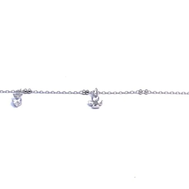 Silver white stone dangling angel bracelet 1