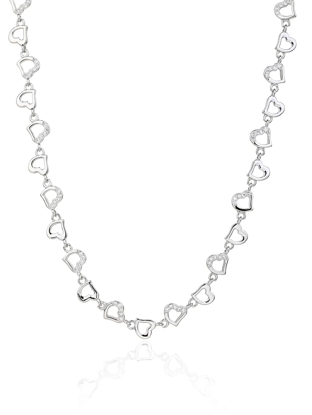 Herzmuster Zirkoniastein Halskette - 44+4 cm 1