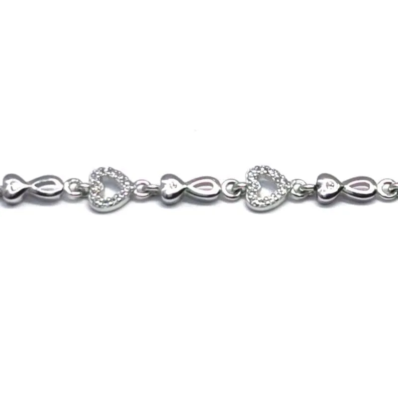 Silver white stone heart bracelet 1