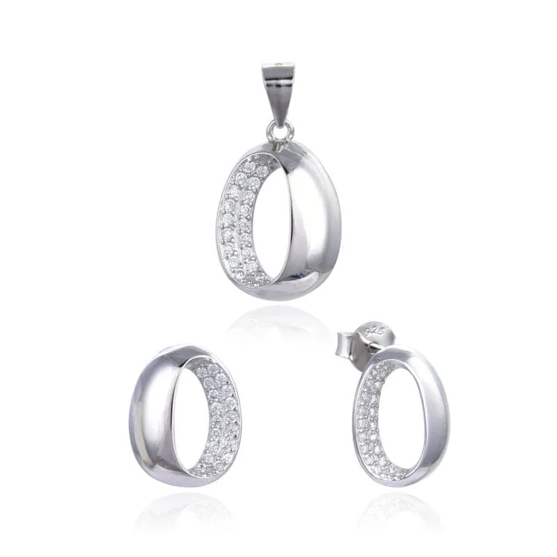 Oval Fantasy with white stoned chevron set 1
