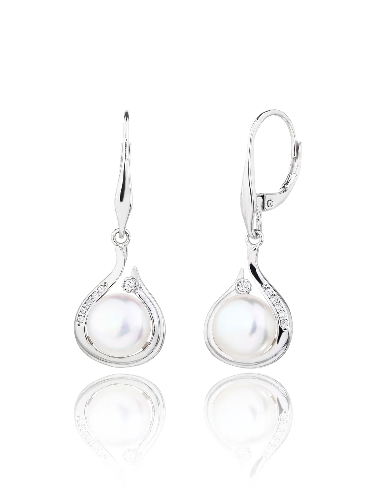 Pendientes de plata con perla y circonitas 1