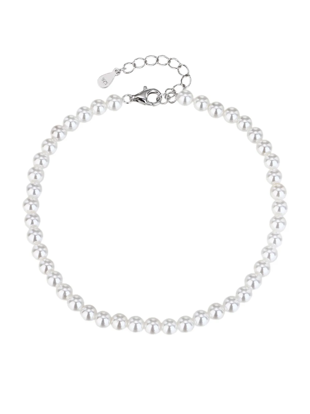 Pulsera de plata de ley 925 con perlas de concha, con baño de rodio 1