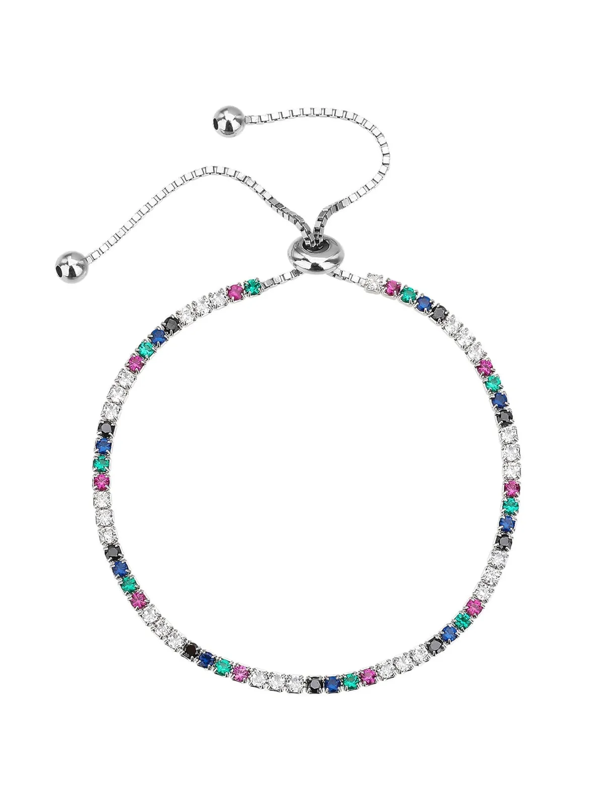 Silberfarbenes Zirkonia-Armband mit verstellbarem Schiebeverschluß 1