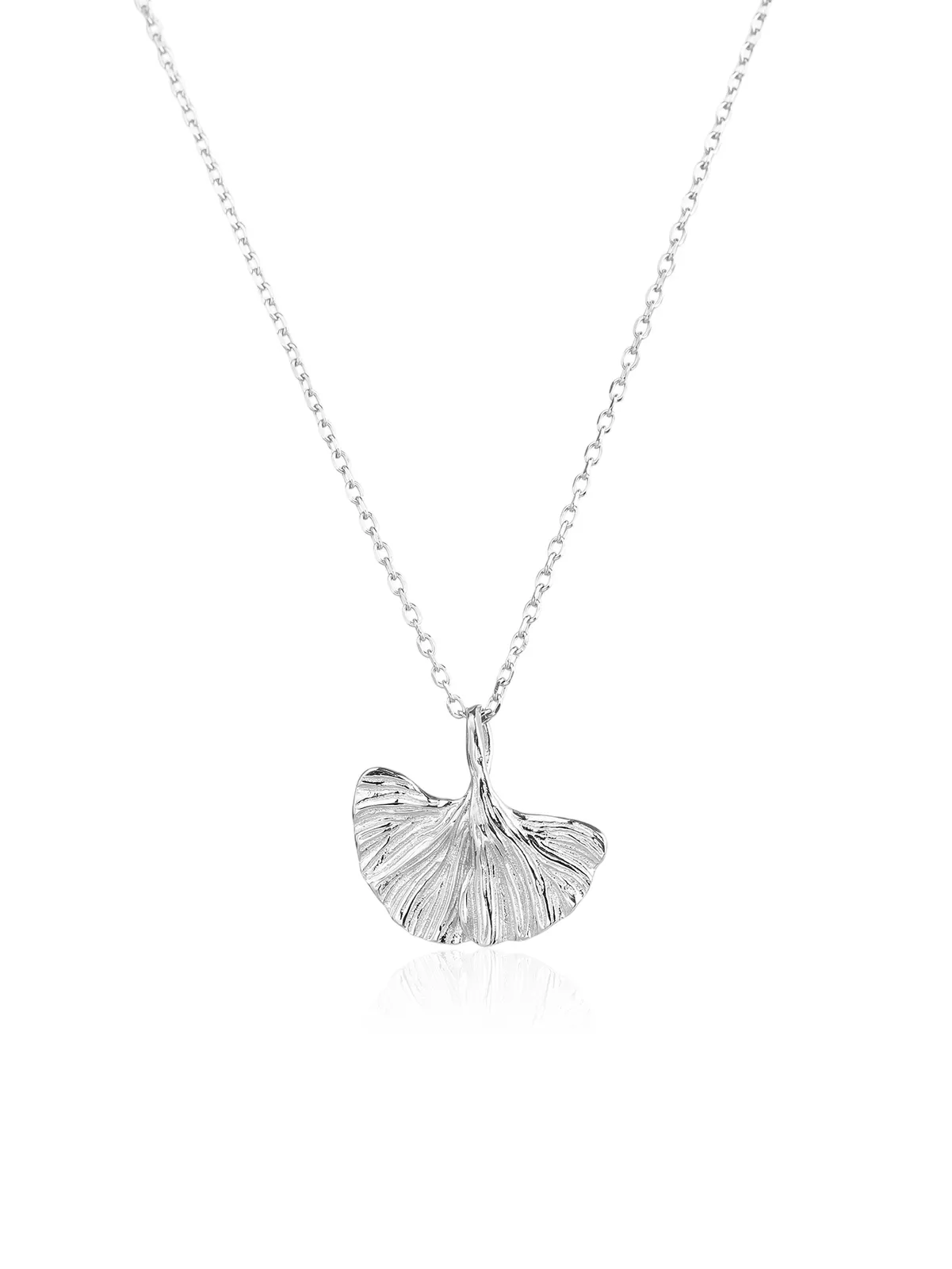 Silberne Ginkgo biloba Blatt-Halskette 1