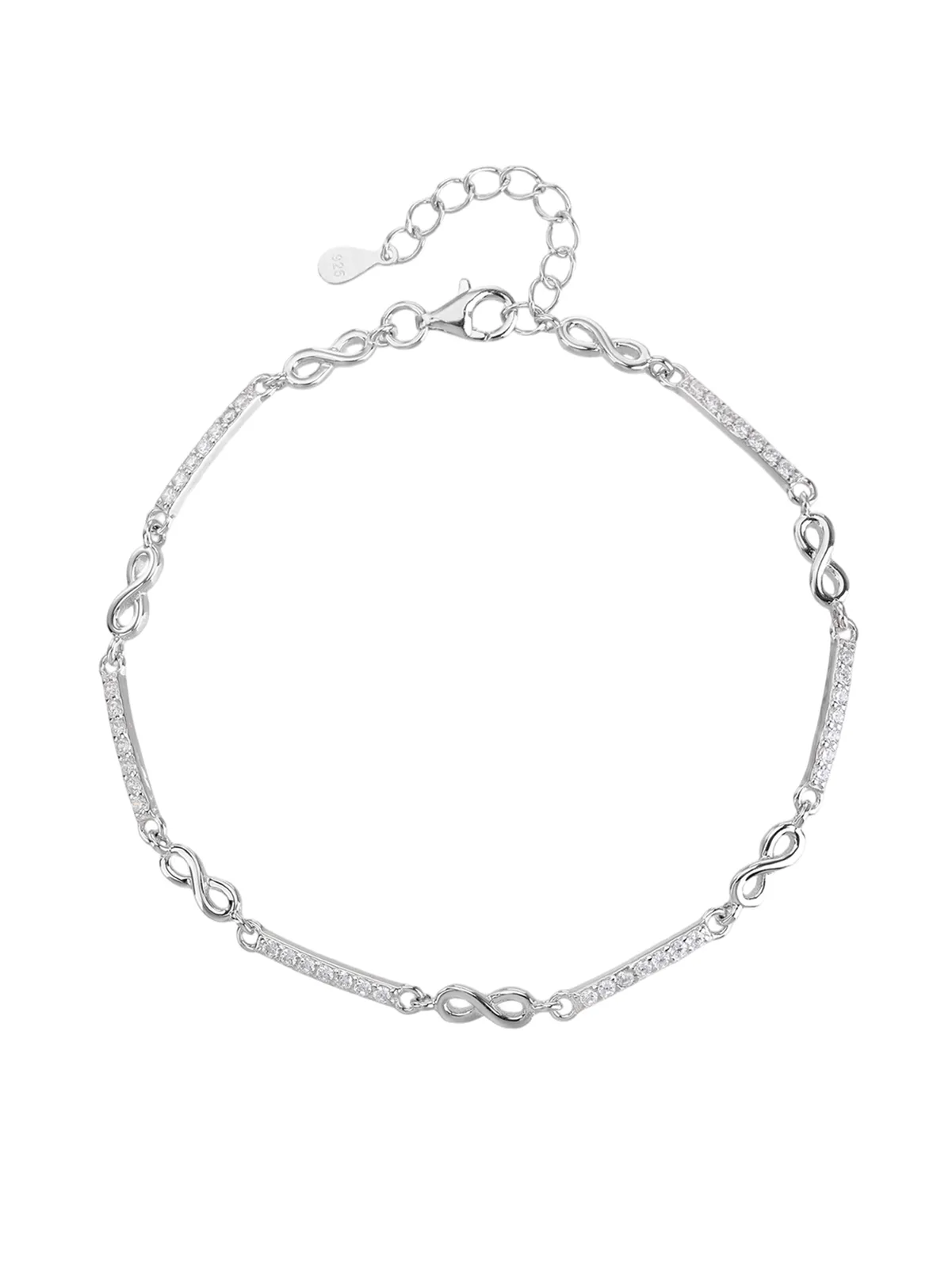 AG 925er Silber-Armband in Endlosform mit Zirkonia, rhodiniert 1