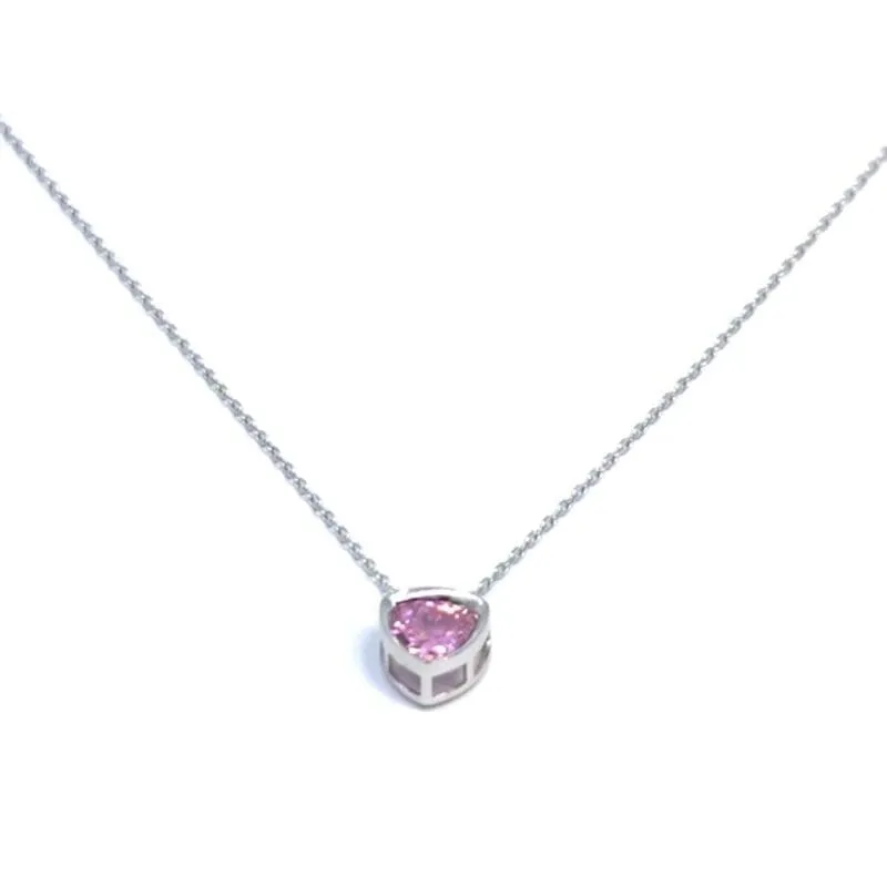 Cadena de plata con colgante de piedra rosa 1