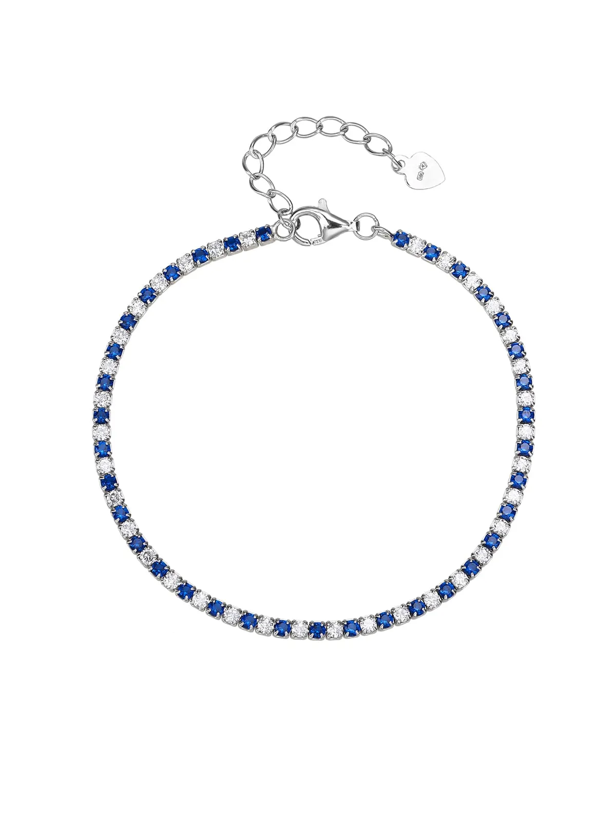 Pulsera tenis con circonitas azules y blancas (16+4 cm) 1