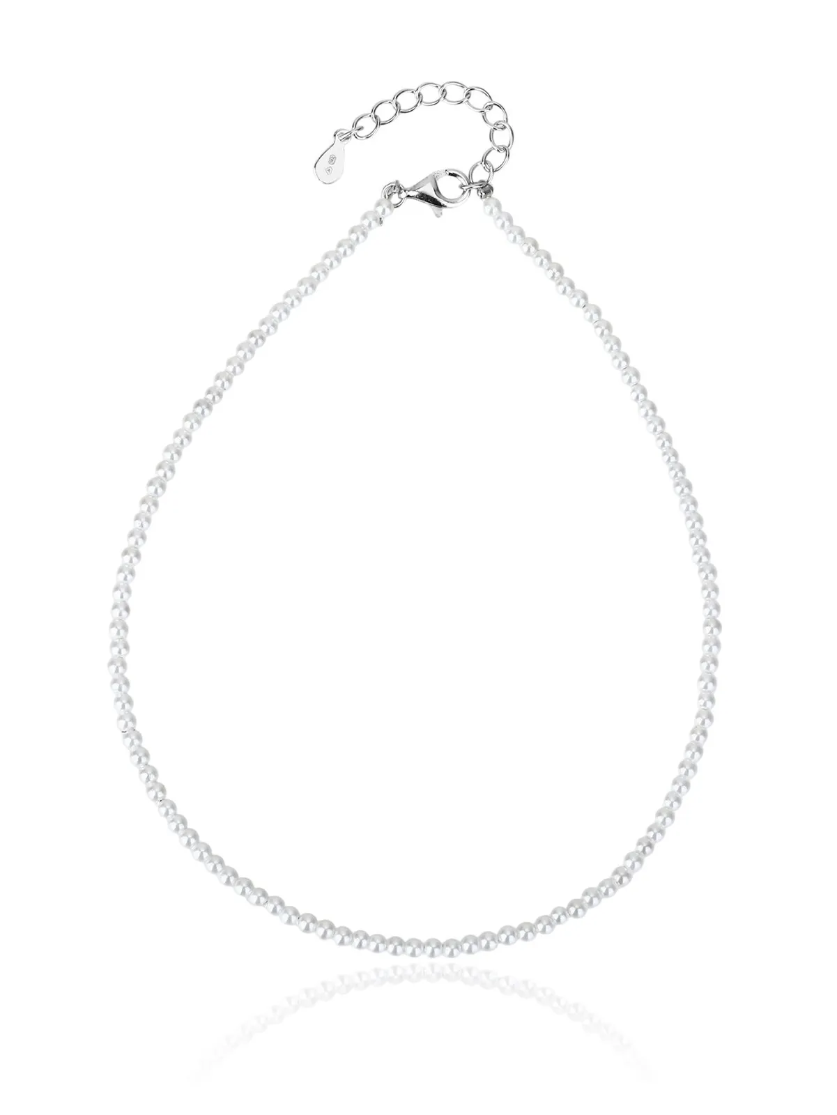Silver anklet with white shell beads, AG 925, rhodium-plated 1
