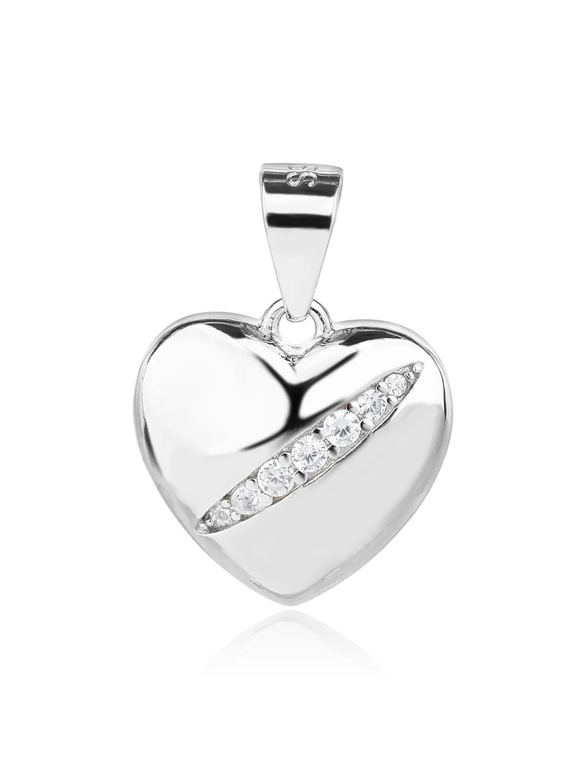 Colgante corazón con circonitas, plata de ley 925 con baño de rodio (sin cadena) 1