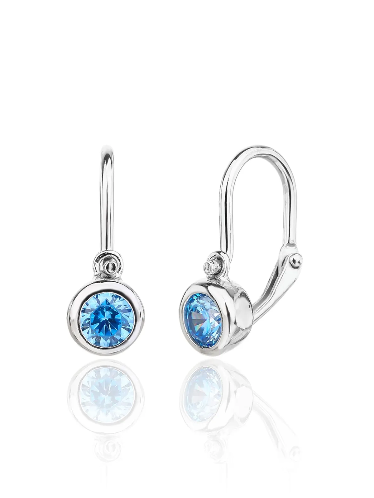 Blue stone baby earrings - front clasp with 1 stone 1