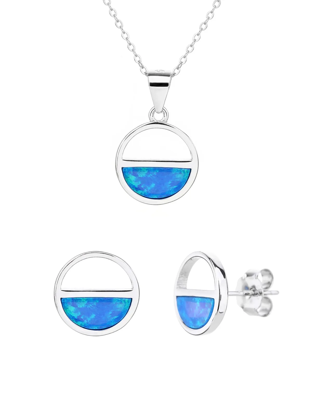 Silver navy opal set - depth and elegance 1
